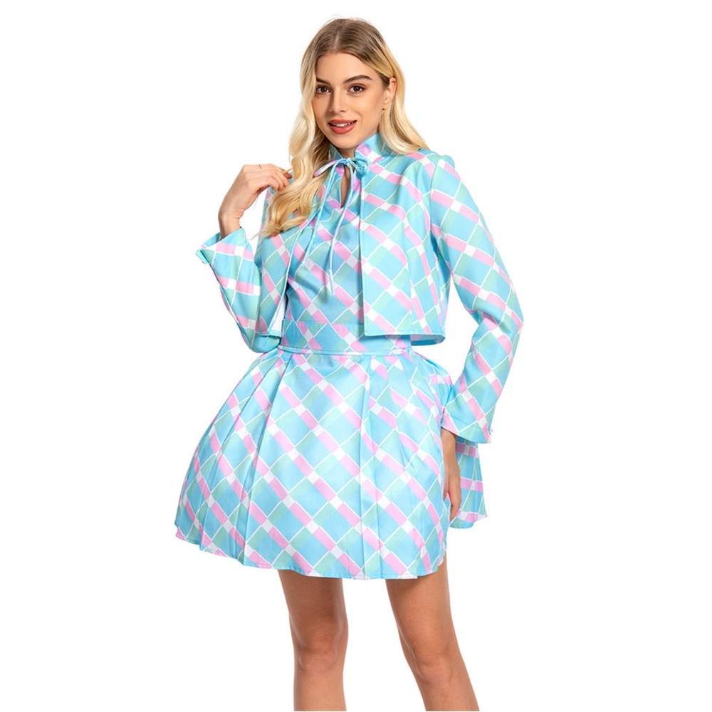 Easter Kentucky Derby Gingham Dress Barbie Movie Womens Costume